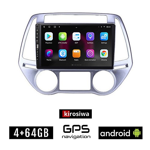 HYUNDAI i20 (2008 - 2013) *με αυτόματο κλιματισμό Android οθόνη αυτοκίνητου 4GB με GPS WI-FI (ηχοσύστημα αφής 9" ιντσών OEM Youtube Playstore MP3 USB Radio Bluetooth Mirrorlink εργοστασιακή, 4x60W, Navi)