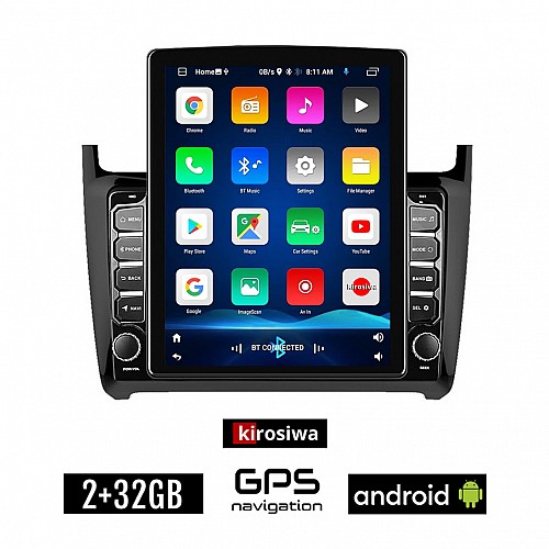 KIROSIWA Volkswagen VW POLO (2014 - 2017) οθόνη αυτοκίνητου 2GB Android με GPS WI-FI (ηχοσύστημα αφής 9.7" ιντσών OEM Youtube Playstore MP3 USB Radio Bluetooth Mirrorlink, 4x60W, AUX, USB)