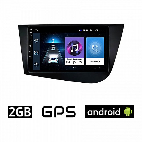 SEAT LEON (2005-2011) Android οθόνη αυτοκίνητου 2GB με GPS WI-FI (ηχοσύστημα αφής 9" ιντσών OEM Youtube Playstore MP3 USB Radio Bluetooth Mirrorlink εργοστασιακή, 4x60W, AUX, μαύρο)