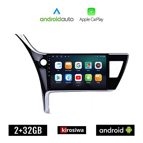 KIROSIWA TOYOTA COROLLA (2017 - 2019) Android οθόνη αυτοκίνητου 2GB με GPS WI-FI (ηχοσύστημα αφής 10" ιντσών OEM Android Auto Apple Carplay Youtube Playstore MP3 USB Radio Bluetooth Mirrorlink εργοστασιακή, AUX, 4x60W)