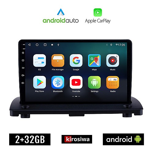 KIROSIWA VOLVO XC90 (2002 - 2014) Android οθόνη αυτοκίνητου 2GB με GPS WI-FI (ηχοσύστημα αφής 9" ιντσών OEM Android Auto Apple Carplay Youtube Playstore MP3 USB Radio Bluetooth Mirrorlink εργοστασιακή, 4x60W, AUX)