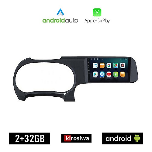 KIROSIWA HYUNDAI i10 (μετά το 2020) Android οθόνη αυτοκίνητου 2GB με GPS WI-FI (ηχοσύστημα αφής 9" ιντσών OEM Android Auto Apple Carplay Youtube Playstore MP3 USB Radio Bluetooth Mirrorlink εργοστασιακή, 4x60W, AUX)