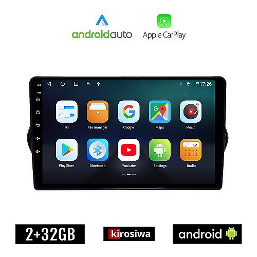 KIROSIWA FIAT TIPO (2015 - 2019) Android οθόνη αυτοκίνητου 2GB με GPS WI-FI (ηχοσύστημα αφής 9" ιντσών OEM Android Auto Apple Carplay Youtube Playstore MP3 USB Radio Bluetooth Mirrorlink εργοστασιακή, 4x60W, AUX)