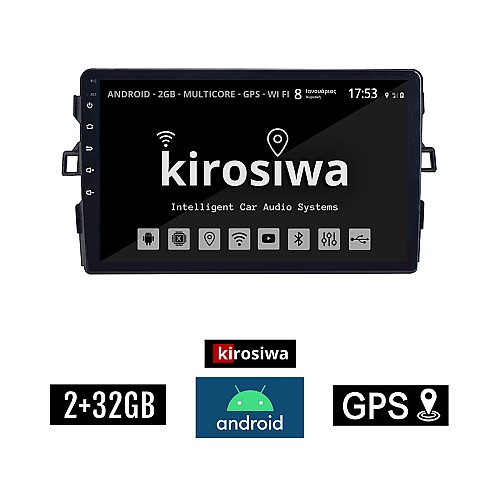 KIROSIWA 2+32GB TOYOTA AURIS (2007-2012) Android οθόνη αυτοκίνητου 2GB με GPS WI-FI (ηχοσύστημα αφής 9" ιντσών Youtube Playstore MP3 USB Radio Bluetooth Mirrorlink εργοστασιακή, 4x60W, AUX)