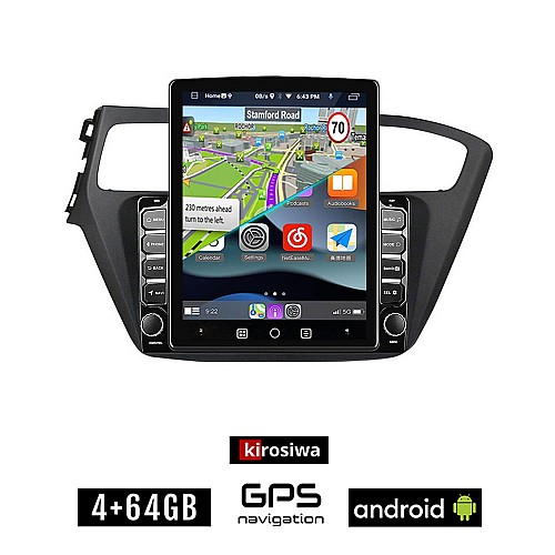 KIROSIWA HYUNDAI i20 (μετά το 2019) Android οθόνη αυτοκίνητου 4GB με GPS WI-FI (ηχοσύστημα αφής 9.7" ιντσών OEM Youtube Playstore MP3 USB Radio 4+64GB Bluetooth Mirrorlink εργοστασιακή, 4x60W, AUX)