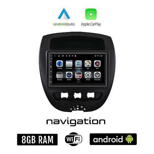 PEUGEOT 107 (2005 - 2014) Android οθόνη αυτοκίνητου 8GB + 128GB με GPS WI-FI (ηχοσύστημα αφής 7" ιντσών OEM Android Auto Apple Carplay Youtube Playstore MP3 USB Radio Bluetooth Mirrorlink εργοστασιακή, 4x60W)