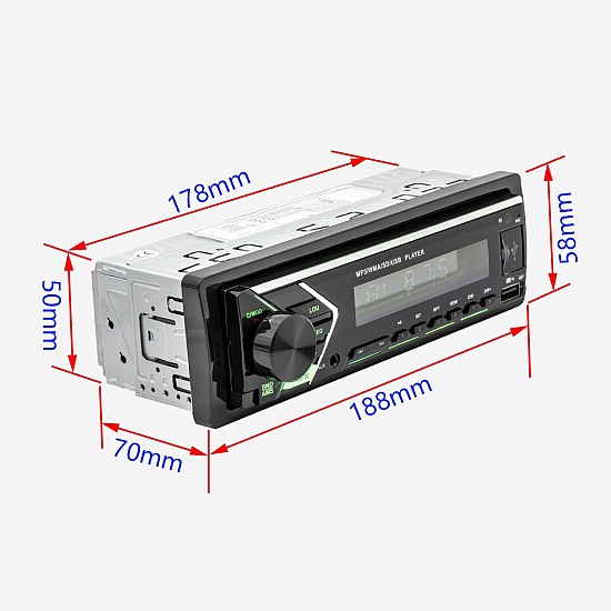 Radio USB με Bluetooth MP3 μικρόφωνο (1-DIN OEM universal ηχοσύστημα ραδιόφωνο αυτοκινήτου 1DIN radioUSB ράδιο SD Card microSD 4 x 60 Watt ανοιχτή ακρόαση 1 DIN 4x60W lcd ενισχυτής οθόνη) GR505