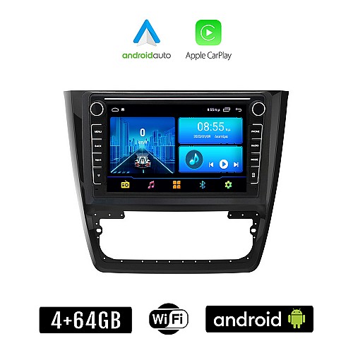 SKODA YETI (2014-2017) Android οθόνη αυτοκίνητου 4+64GB με GPS WI-FI (ηχοσύστημα αφής 8" ιντσών 4GB CarPlay Android Auto Car Play Youtube Playstore MP3 USB Radio Bluetooth Mirrorlink εργοστασιακή, 4x60W, Navi)