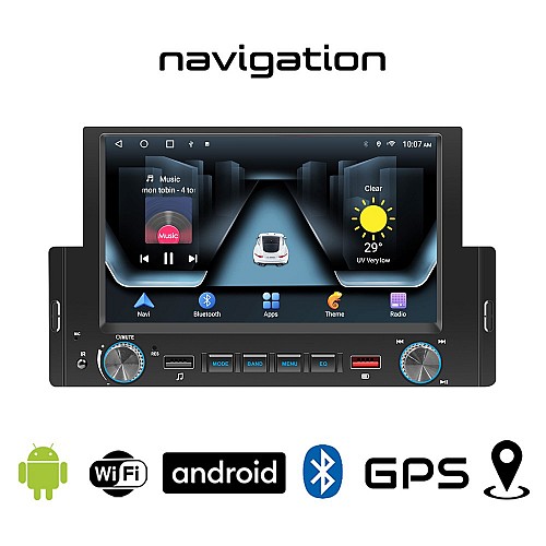 2GB 6.2" Android GPS WI-FI 1-DIN (Youtube Palystore Spotify USB Bluetooth Mirrorlink οθόνη ηχοσύστημα αυτοκινήτου 1DIN 6.2" ιντσών MP3 MP5 1 DIN 4x60W navi Ελληνικός πλοηγός Universal) F55A2