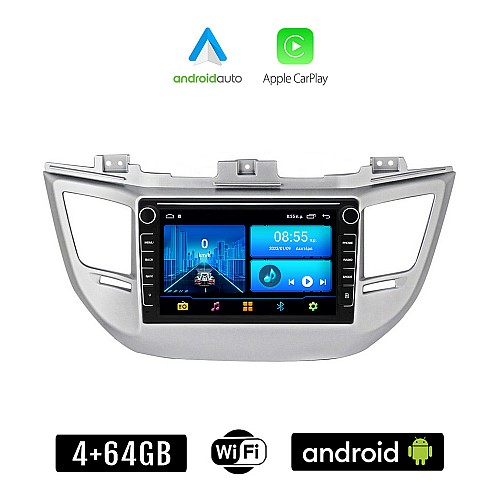 HYUNDAI TUCSON 2015-2019 Android οθόνη αυτοκίνητου με GPS WI-FI 4+64GB (ηχοσύστημα αφής 8" ιντσών 4GB CarPlay Android Auto Car Play Youtube Playstore MP3 USB Radio Bluetooth Mirrorlink εργοστασιακή, 4x60W, Navi)