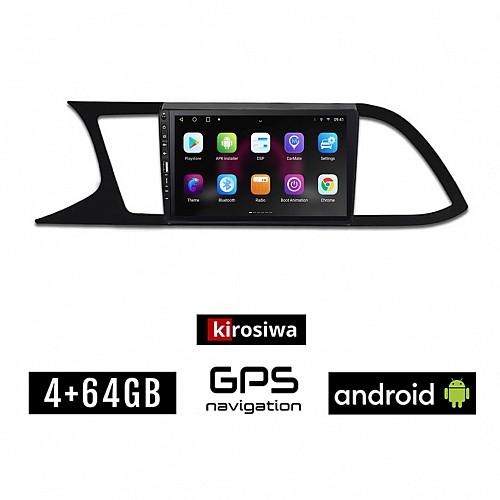 SEAT LEON (μετά το 2012) Android οθόνη αυτοκίνητου 4GB με GPS WI-FI (ηχοσύστημα αφής 9" ιντσών OEM Youtube Playstore MP3 USB Radio Bluetooth Mirrorlink εργοστασιακή, 4x60W, Navi)