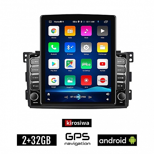 KIROSIWA SMART 451 (2007-2010) Android οθόνη αυτοκίνητου 2GB με GPS WI-FI (ηχοσύστημα αφής 9.7" ιντσών OEM Youtube Playstore MP3 USB Bluetooth Mirrorlink fortwo 4x60W Radio)