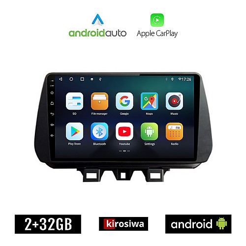 KIROSIWA HYUNDAI TUCSON (μετά το 2019) Android οθόνη αυτοκίνητου 2GB με GPS WI-FI (ηχοσύστημα αφής 9" ιντσών OEM Android Auto Apple Carplay Youtube Playstore MP3 USB Radio Bluetooth Mirrorlink εργοστασιακή, 4x60W, AUX)