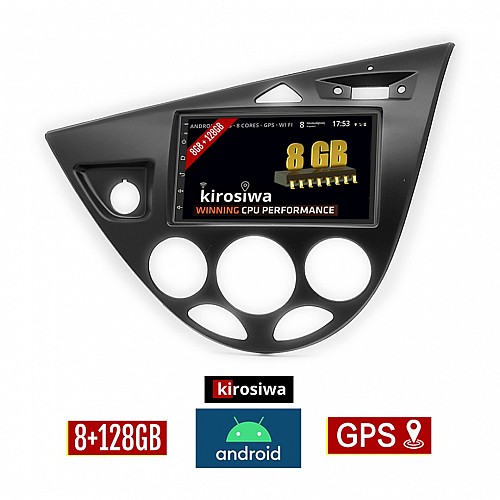 KIROSIWA 8GB + 128GB FORD FOCUS (1998-2004) Android οθόνη αυτοκίνητου με GPS WI-FI (ηχοσύστημα αφής 7" ιντσών OEM Youtube Playstore MP3 USB Radio Bluetooth Mirrorlink DSP Apple Carplay Android Auto 4G Sim Card 4x60W, AUX) RX-5160