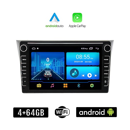 SUBARU IMPREZA (2002 - 2008) Android οθόνη αυτοκίνητου 4+64GB με GPS WI-FI (ηχοσύστημα αφής 8" ιντσών 4GB CarPlay Android Auto Car Play Youtube Playstore MP3 USB Radio Bluetooth Mirrorlink εργοστασιακή, 4x60W, Navi)