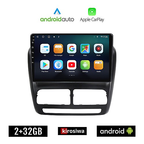 KIROSIWA FIAT DOBLO (2010 - 2015) Android οθόνη αυτοκίνητου 2GB με GPS WI-FI (ηχοσύστημα αφής 10" ιντσών Android Auto Apple Carplay Youtube Playstore MP3 USB Radio Bluetooth Mirrorlink εργοστασιακή, 4x60W, AUX)