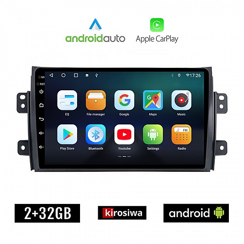 KIROSIWA SUZUKI SX4 (2005-2013) Android οθόνη αυτοκίνητου 2GB με GPS WI-FI (ηχοσύστημα αφής 9" ιντσών OEM Android Auto Apple Carplay Youtube Playstore MP3 USB Radio Bluetooth Mirrorlink εργοστασιακή, AUX, 4x60W)