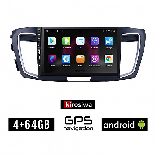 HONDA ACCORD (2007 - 2013) Android οθόνη αυτοκίνητου 4GB με GPS WI-FI (ηχοσύστημα αφής 9" ιντσών OEM Youtube Playstore MP3 USB Radio Bluetooth Mirrorlink εργοστασιακή, 4x60W, Navi)