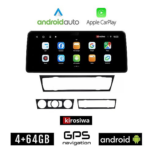 KIROSIWA BMW E90 (E91, E92, E93) 2005 - 2012 Android οθόνη αυτοκίνητου 4GB (+64GB) με GPS WI-FI (E91 E92 E93 ηχοσύστημα αφής 12.3" ιντσών OEM Android Auto Apple Carplay Youtube Playstore MP3 USB Radio Bluetooth Mirrorlink εργοστασιακή 4x60W)