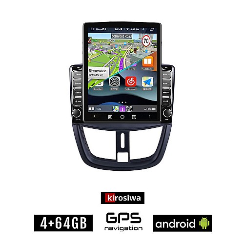 KIROSIWA PEUGEOT 207 (μετά το 2007) Android οθόνη αυτοκίνητου 4GB με GPS WI-FI (ηχοσύστημα αφής 9.7" ιντσών OEM Youtube Playstore MP3 USB Radio 4+64GB Bluetooth Mirrorlink εργοστασιακή, 4x60W, AUX)