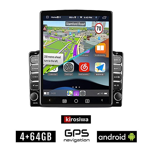 KIROSIWA SKODA FABIA (2007-2015) Android οθόνη αυτοκίνητου 4GB με GPS WI-FI (ηχοσύστημα αφής 9.7" ιντσών Youtube Playstore MP3 USB Radio 4+64GB Bluetooth Mirrorlink εργοστασιακή, 4x60W)