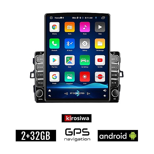 KIROSIWA TOYOTA AURIS (2007-2012) Android οθόνη αυτοκίνητου 2GB με GPS WI-FI (ηχοσύστημα αφής 9.7" ιντσών Youtube Playstore MP3 USB Radio Bluetooth Mirrorlink εργοστασιακή, AUX, 4x60W)
