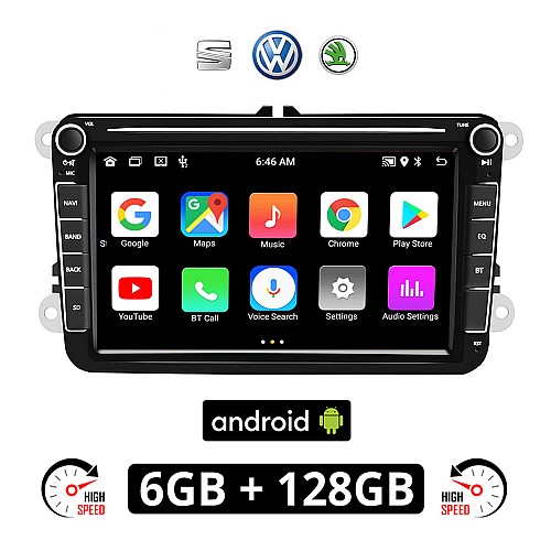 VW SKODA SEAT Android (6GB RAM + 128GB ROM) οθόνη αφής 8" GPS WI-FI (Playstore Youtube Golf V 5 6 Polo Passat Octavia Leon Volkswagen MP3 USB Radio ΟΕΜ Bluetooth ηχοσύστημα αυτοκίνητου OEM Mirrorlink)