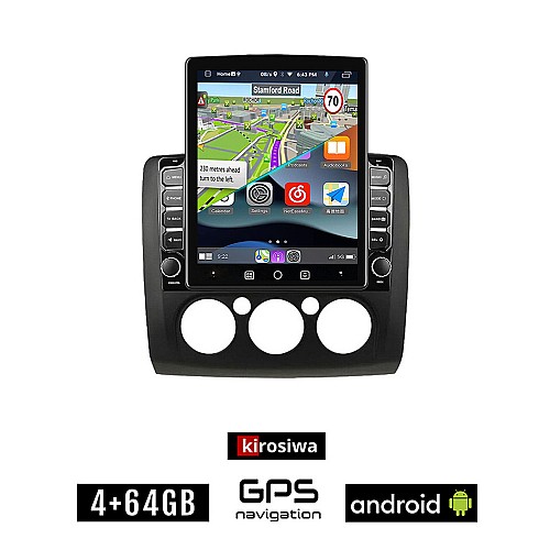 KIROSIWA FORD FOCUS (2005 - 2011) *Με χειροκίνητο κλιματισμό Android οθόνη αυτοκίνητου 4GB με GPS WI-FI (ηχοσύστημα αφής 9.7" ιντσών OEM Youtube Playstore MP3 USB Radio 4+64GB Bluetooth εργοστασιακή 4x60W μαύρο)