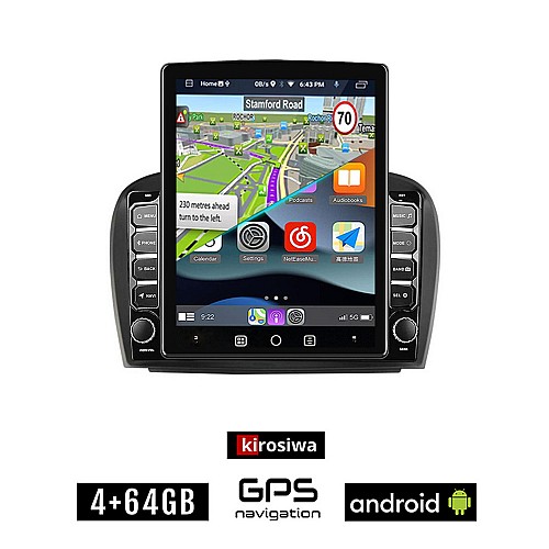 KIROSIWA MERCEDES SL (R230) 2006-2012 Android οθόνη αυτοκίνητου 4GB με GPS WI-FI (ηχοσύστημα αφής 9.7" ιντσών OEM Youtube Playstore MP3 USB Radio 4+64GB Bluetooth Mirrorlink εργοστασιακή, 4x60W, BENZ)