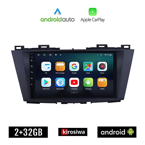 KIROSIWA MAZDA 5 (μετά το 2011) Android οθόνη αυτοκίνητου 2GB με GPS WI-FI (ηχοσύστημα αφής 9" ιντσών OEM Android Auto Apple Carplay Youtube Playstore MP3 USB Radio Bluetooth Mirrorlink εργοστασιακή, 4x60W, AUX)