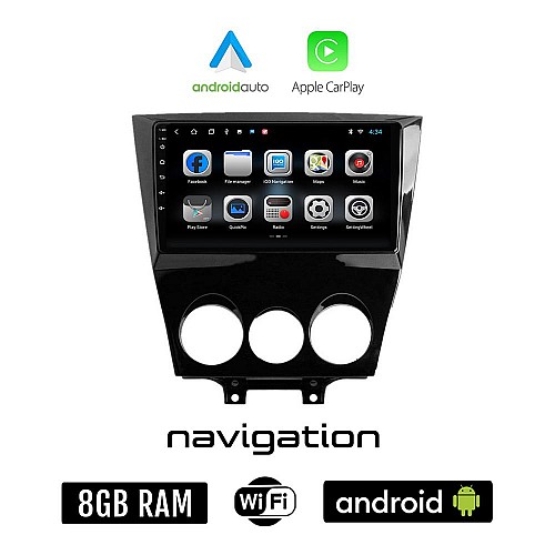 MAZDA RX-8 (μετά το 2008) Android οθόνη αυτοκίνητου 8GB + 128GB με GPS WI-FI (ηχοσύστημα αφής 9" ιντσών OEM Android Auto Apple Carplay Youtube Playstore MP3 USB Radio Bluetooth Mirrorlink εργοστασιακή 4x60W)