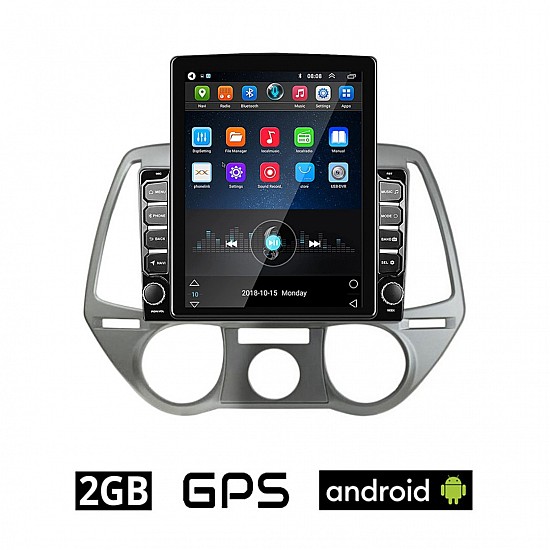 HYUNDAI i20 (2008 - 2013) Android οθόνη αυτοκίνητου 2GB με GPS WI-FI (ηχοσύστημα αφής 9.7" ιντσών OEM Youtube Playstore MP3 USB Radio Bluetooth Mirrorlink εργοστασιακή, 4x60W, AUX) HY163-972