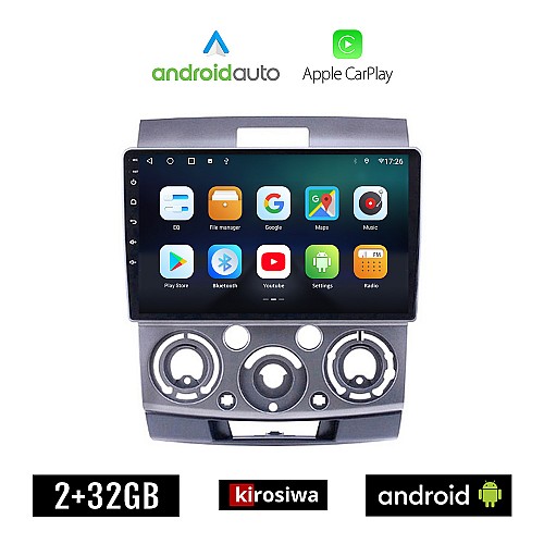 KIROSIWA MAZDA BT-50 (2006-2011) Android οθόνη αυτοκίνητου 2GB με GPS WI-FI (ηχοσύστημα αφής 9" ιντσών OEM Android Auto Apple Carplay Youtube Playstore MP3 USB Radio Bluetooth Mirrorlink εργοστασιακή, 4x60W, AUX)
