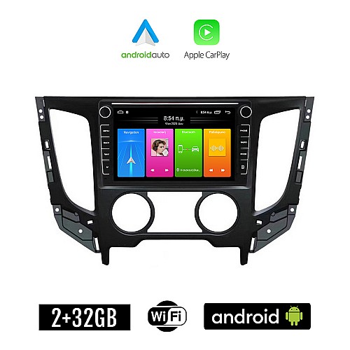 MITSUBISHI L200 (2015-2019) A/C Android οθόνη αυτοκίνητου 2GB με GPS WI-FI (ηχοσύστημα αφής 8" ιντσών Apple CarPlay Android Auto Car Play Youtube Playstore MP3 USB Radio Bluetooth Mirrorlink εργοστασιακή, 4x60W, Navi)