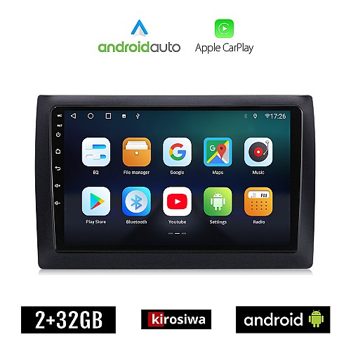 KIROSIWA FIAT STILO (2001-2008) Android οθόνη αυτοκίνητου 2GB με GPS WI-FI (ηχοσύστημα αφής 9" ιντσών OEM Android Auto Apple Carplay Youtube Playstore MP3 USB Radio Bluetooth Mirrorlink εργοστασιακή, 4x60W, AUX)