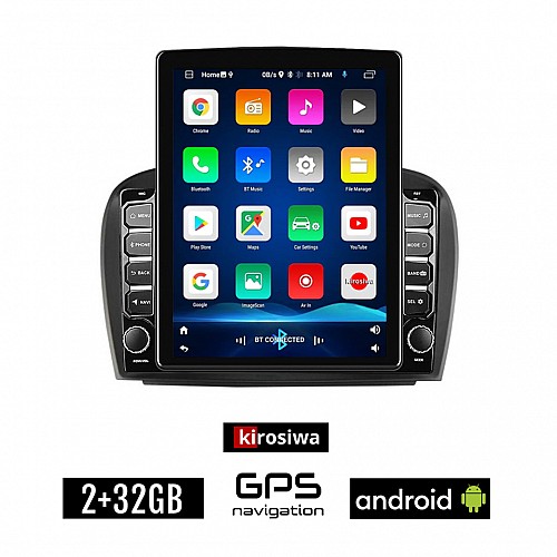 KIROSIWA MERCEDES SL (R230) 2006-2012 Android οθόνη αυτοκίνητου 2GB με GPS WI-FI (ηχοσύστημα αφής 9.7" ιντσών OEM Youtube Playstore MP3 USB Radio Bluetooth Mirrorlink εργοστασιακή, 4x60W, BENZ)