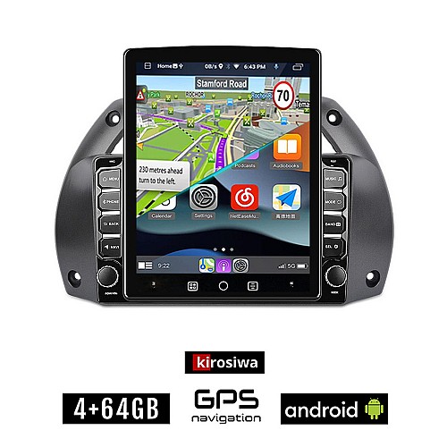 KIROSIWA TOYOTA RAV 4 (2000-2006) Android οθόνη αυτοκίνητου 4GB με GPS WI-FI (ηχοσύστημα αφής 9.7" ιντσών OEM Youtube Playstore MP3 USB Radio 4+64GB Bluetooth Mirrorlink εργοστασιακή, 4x60W, AUX)
