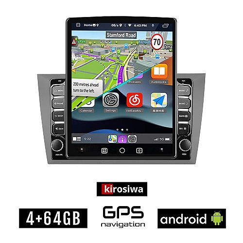 KIROSIWA VOLKSWAGEN GOLF 6 (2008 - 2013) Android οθόνη αυτοκίνητου 4GB με GPS WI-FI (VW ηχοσύστημα αφής 9.7" ιντσών Youtube Playstore MP3 USB Radio 4+64GB Bluetooth Mirrorlink εργοστασιακή, 4x60W, AUX, ασημί)