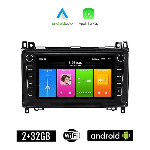 MERCEDES B W245 (2005-2012) Android οθόνη αυτοκίνητου 2GB με GPS WI-FI (ηχοσύστημα αφής 8" ιντσών Apple CarPlay Android Auto Car Play Youtube Playstore MP3 USB Radio Bluetooth Mirrorlink εργοστασιακή, 4x60W, Benz)