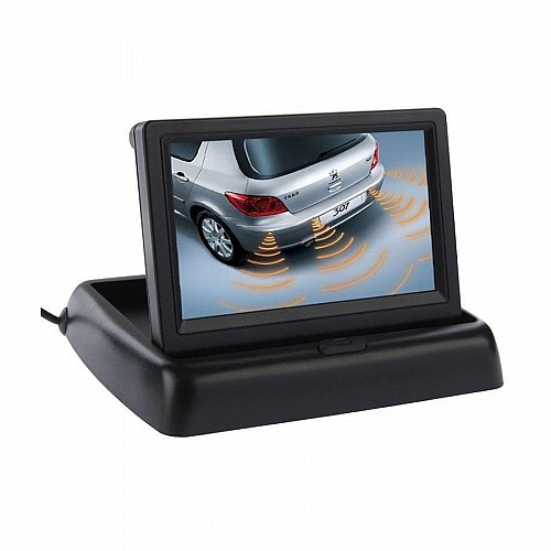 4.3 Inch Folding Car Rearview Lcd Monitor, OEM 2 Channels Av Input (black)