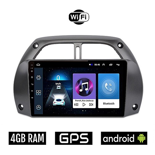 TOYOTA RAV 4 (2000-2006) Android οθόνη αυτοκίνητου 4GB με GPS WI-FI (ηχοσύστημα αφής 9" ιντσών OEM Youtube Playstore MP3 USB Radio Bluetooth Mirrorlink εργοστασιακή, 4x60W, AUX)