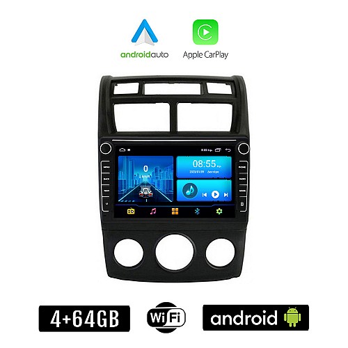 KIA SPORTAGE (2004-2010 με αυτόματο κλιματισμό) Android οθόνη αυτοκίνητου 4+64GB με GPS WI-FI (ηχοσύστημα αφής 8" ιντσών 4GB CarPlay Android Auto Car Play Youtube Playstore MP3 USB Radio Bluetooth εργοστασιακή 4x60W Navi)