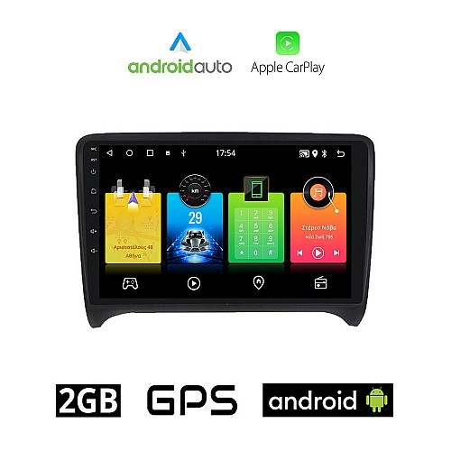 AUDI TT (2007 - 2015) Android οθόνη αυτοκίνητου 2GB με GPS WI-FI (ηχοσύστημα αφής 9" ιντσών OEM Android Auto Apple Carplay Youtube Playstore MP3 USB Radio Bluetooth Mirrorlink εργοστασιακή, 4x60W, AUX)