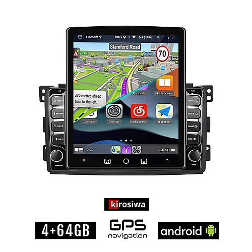 KIROSIWA SMART 451 (2007-2010) Android οθόνη αυτοκίνητου 4GB με GPS WI-FI (ηχοσύστημα αφής 9.7" ιντσών OEM Youtube Playstore MP3 USB Bluetooth Mirrorlink fortwo 4x60W Radio)