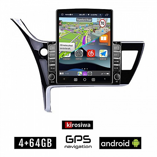 KIROSIWA TOYOTA COROLLA (2017 - 2019) Android οθόνη αυτοκίνητου 4GB με GPS WI-FI (ηχοσύστημα αφής 9.7" ιντσών OEM Youtube Playstore MP3 USB Radio 4+64GB Bluetooth Mirrorlink εργοστασιακή, AUX, 4x60W)