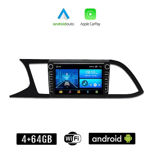 SEAT LEON (μετά το 2012) Android οθόνη αυτοκίνητου 4+64GB με GPS WI-FI (ηχοσύστημα αφής 8" ιντσών 4GB CarPlay Android Auto Car Play Youtube Playstore MP3 USB Radio Bluetooth Mirrorlink εργοστασιακή, 4x60W, Navi)
