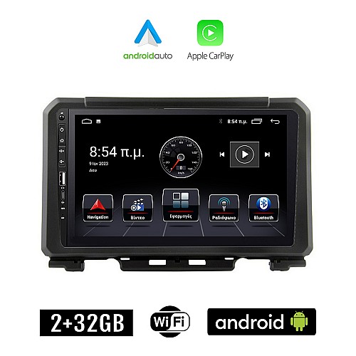 SUZUKI JIMNY (μετά το 2018) Android οθόνη αυτοκίνητου 2+32GB με GPS WI-FI (ηχοσύστημα αφής 9" ιντσών Apple CarPlay Android Auto 2GB Car Play Youtube Playstore MP3 USB Radio Bluetooth Mirrorlink εργοστασιακή, Navi, 4x60W)