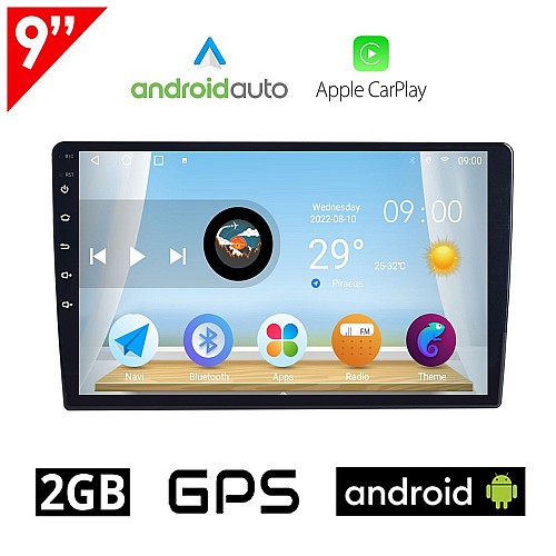 Android οθόνη αυτοκινήτου 9" ιντσών 2GB με GPS (ηχοσύστημα WI-FI Android Auto Apple Carplay Youtube USB 2DIN MP3 MP5 Bluetooth Mirrorlink 4x60W Universal)