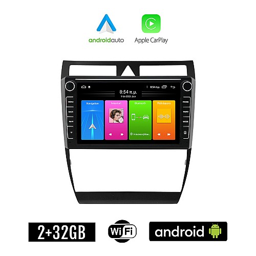 AUDI A6 (1998-2005) Android οθόνη αυτοκίνητου 2GB με GPS WI-FI (ηχοσύστημα αφής 8" ιντσών Apple CarPlay Android Auto Car Play Youtube Playstore MP3 USB Radio Bluetooth Mirrorlink εργοστασιακή, 4x60W, Navi)