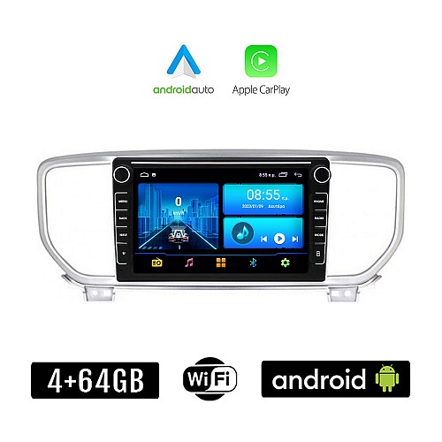 KIA SPORTAGE (μετά το 2018) Android οθόνη αυτοκίνητου 4+64GB με GPS WI-FI (ηχοσύστημα αφής 8" ιντσών 4GB CarPlay Android Auto Car Play Youtube Playstore MP3 USB Radio Bluetooth Mirrorlink εργοστασιακή, 4x60W, Navi)